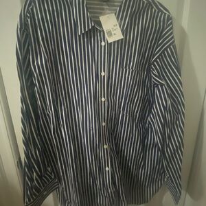 Forever 21 Navy and cream Striped Button Down Shirt
